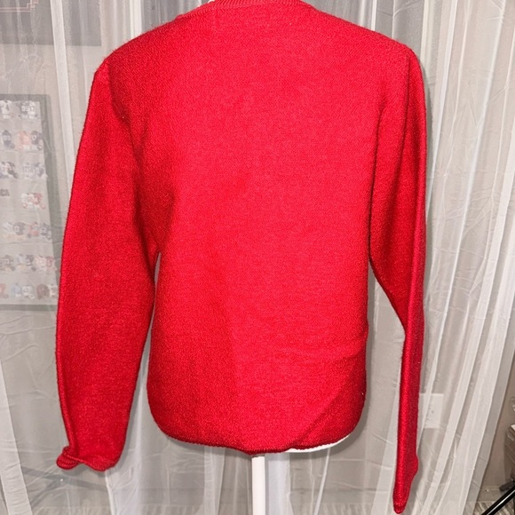 Wool Tally ho Red Button-Up Women's Sweater - Picture 2 of 4
